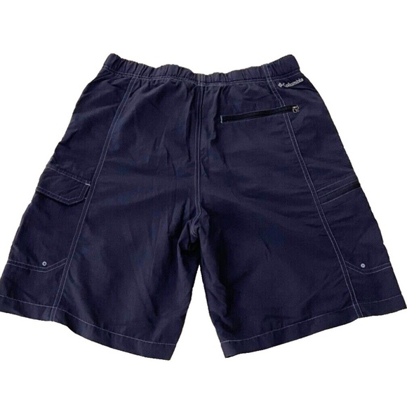 Columbia SWIM TRUNKS Bathing Suit Men's Size S Navy Blue Packable Belted Shorts - Picture 2 of 7